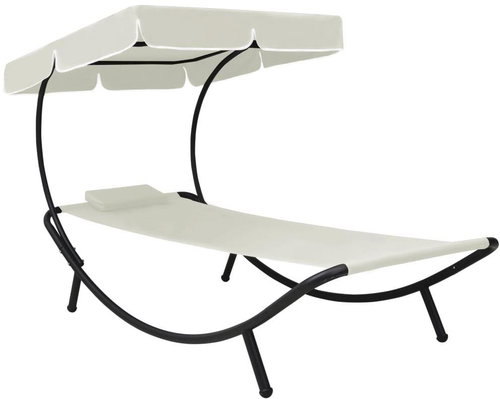 Garden bed with canopy and cushion cream white 48077 - Garden Bed - Main image