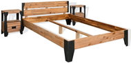 Bed Frame with 2 Bedside Tables, Solid Acacia and Steel, 140x200cm 274978 - Bed Frame