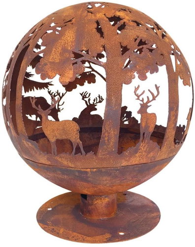 Esschert Design Laser carved fireplace 57,5x57,5x66 cm rusty FF261 - Fireplace - Main image