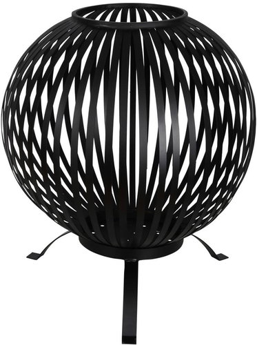 Esschert Design Fire basket round stripes black carbon steel FF400 - Fireplace - Main image