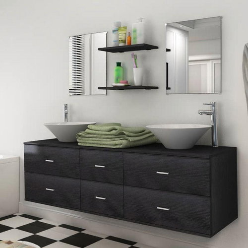7-piece bathroom furniture with sink black 272231 - Bathroom Set - Main image
