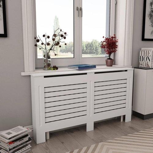 Radiator cover white 152×19×81,5 cm MDF - Radiator Cover - Main image