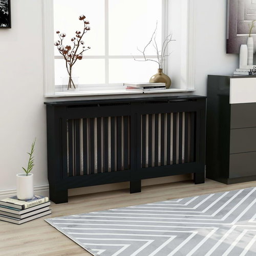 Radiator cover black 152×19×81 cm MDF - Radiator Cover - Main image