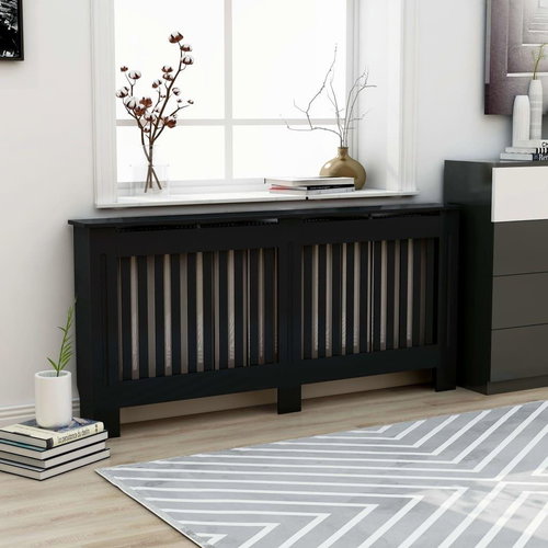 Radiator cover black 172×19×81 cm MDF - Radiator Cover - Main image