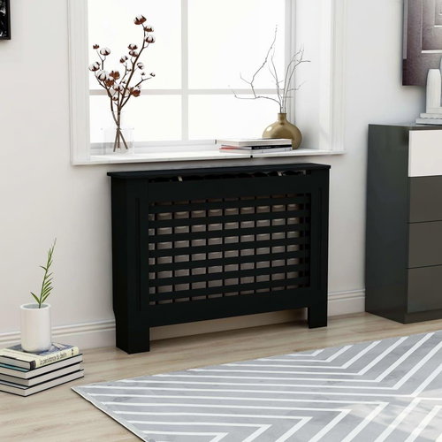 Radiator cover black 112×19×81 cm MDF - Radiator Cover - Main image