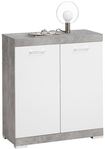 FMD Prádelník se 2 dvířky 80×34,9×89,9 cm bílý a betonový 428702 - Komoda - Main image