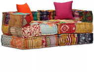 2-Seater Modular Pouffe Patchwork Textile 244977 - Bean Bag