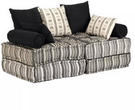 2-Seater Modular Pouffe Grey Striped Textile 244986 - Bean Bag