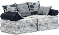 2-Seater Modular Pouffe Light Grey Textile 249406 - Bean Bag