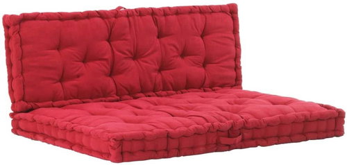 Pallet furniture pads 2 pcs cotton burgundy 3053639 - Cushion - Main image