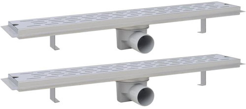 Straight Shower Drain Trough 2 pcs lines 630x140mm Stainless steel 275954 - Shower Drain - Main image