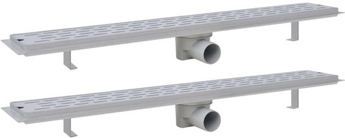 Straight Shower Drain Trough 2 Pcs Line 830x140mm Stainless Steel 275956 - Shower Drain - Main image