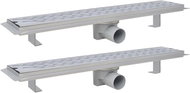 Straight Shower Drain Trough 2 pcs wavy 630x140mm Stainless steel 275960 - Shower Drain