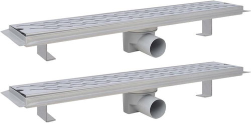 Straight Shower Drain Trough 2 pcs wavy 630x140mm Stainless steel 275960 - Shower Drain - Main image
