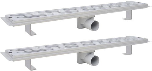 Straight Shower Drain Trough 2pcs wavy 730x140mm Stainless steel 275961 - Shower Drain - Main image
