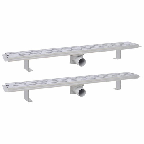 Straight Shower Drain Trough 2 pcs ripples 830x140mm Stainless steel 275962 - Shower Drain - Main image