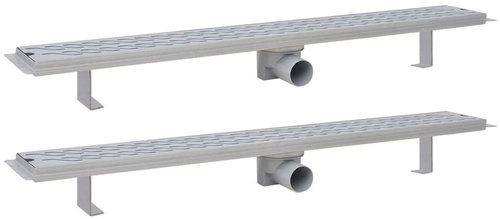Straight Shower Drain Trough 2 pcs wavy 930x140mm Stainless steel 275963 - Shower Drain - Main image