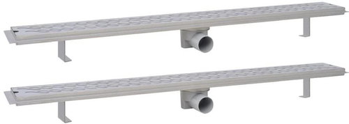 Straight Shower Drain Trough 2pcs wavy 1030x140mm Stainless steel 275964 - Shower Drain - Main image