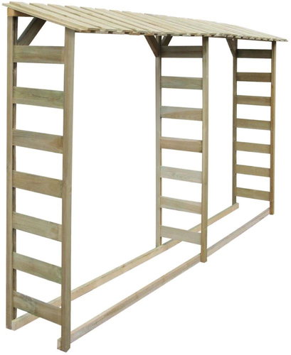 Double wood shed, 300x44x176 cm, impregnated pine 42957 - Woodshed - Main image