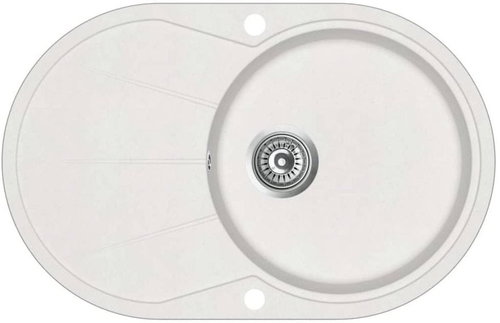 Granite Kitchen Sink, Single Oval, White - Granite Sink - Main image