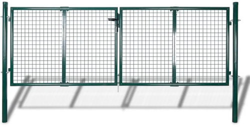 Fence gate steel 306×175 cm green 42981 - Gate - Main image