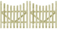 Garden 2-leaf gate impregnated pine 150×150 cm 45162 - Gate