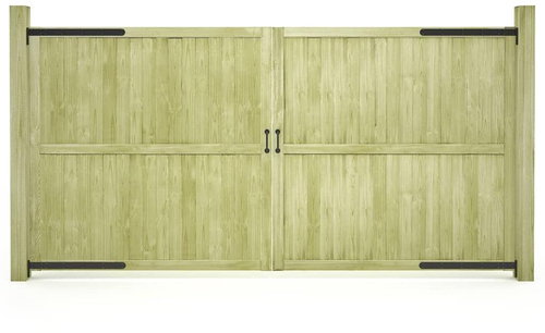 Garden gate 2-leaf impregnated pine 300×150 cm 45341 - Gate - Main image