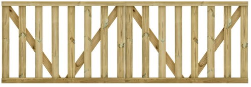 Garden 2-leaf slatted gate impregnated pine 150x100 cm 49199 - Gate - Main image