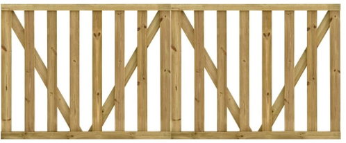 Garden 2-leaf slatted gate impregnated pine 150x120 cm 49200 - Gate - Main image