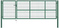 Garden fence gate with posts 350×100 cm steel green 142569 - Gate