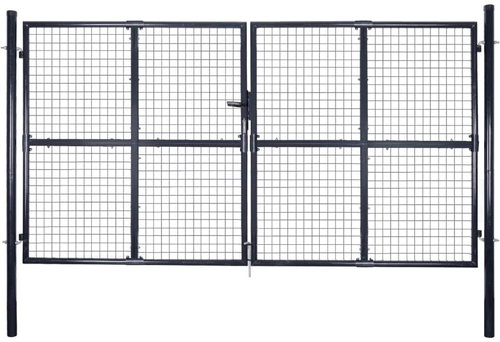 Garden fence gate galvanized steel 289×150 cm grey 143365 - Gate - Main image