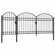 Garden fence gate with arch steel 2×4 m black 144368 - Gate