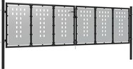 Garden fence gate steel 400×75 cm silver 144375 - Gate