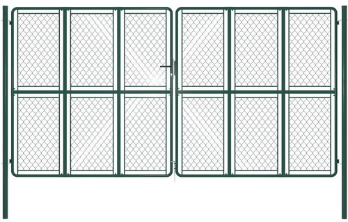 Garden gate steel 400×175 cm green 144418 - Gate - Main image