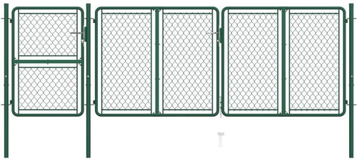 Garden gate steel 125×395 cm green 144446 - Gate - Main image