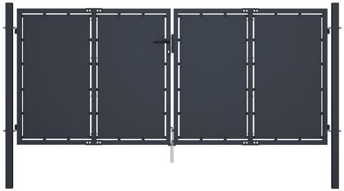 Garden gate steel 300×125 cm anthracite 144525 - Gate - Main image
