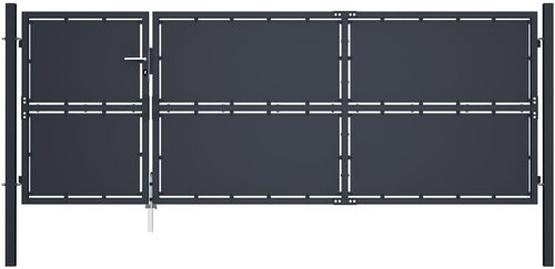 Garden gate steel 350×125 cm anthracite 144537 - Gate - Main image