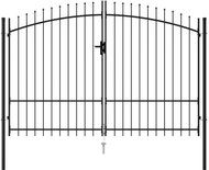 Double-leaf garden gate with spikes steel 3×1,75 m black 145737 - Gate