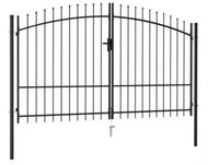 Double-leaf garden gate with spikes steel 3×2 m black 145738 - Gate