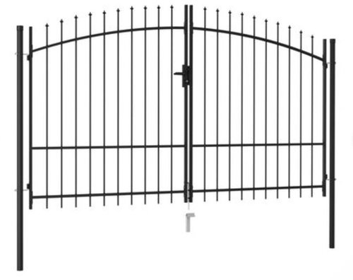 Double-leaf garden gate with spikes steel 3×2 m black 145738 - Gate - Main image