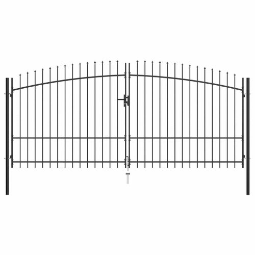 Double-leaf fence gate with spikes 400×225 cm 145741 - Gate - Main image