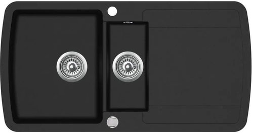 Double Granite Kitchen Sink, Black - Granite Sink - Main image