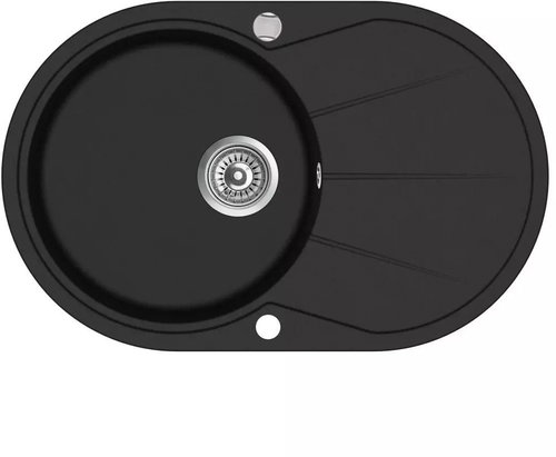Single Granite Kitchen Sink, Oval Black - Granite Sink - Main image