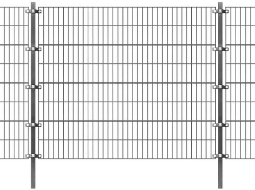 Fence piece with posts iron powder coated 6x1,6m anthracite 142567 - Fence Components - Main image