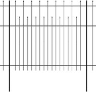 Security palisade fence with spikes steel 600×175 cm black 142802 - Wire Mesh