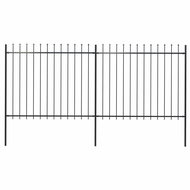 Garden fence with spikes steel 3,4×1,5 m black 277630 - Wire Mesh