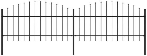 Garden fence with spikes steel (1-1,25)×3,4 m black 277722 - Wire Mesh - Main image