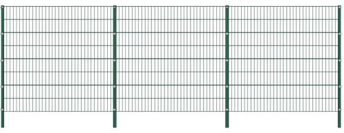 Fence piece with posts iron 5,1×1,6 m green 278672 - Fence Components - Main image