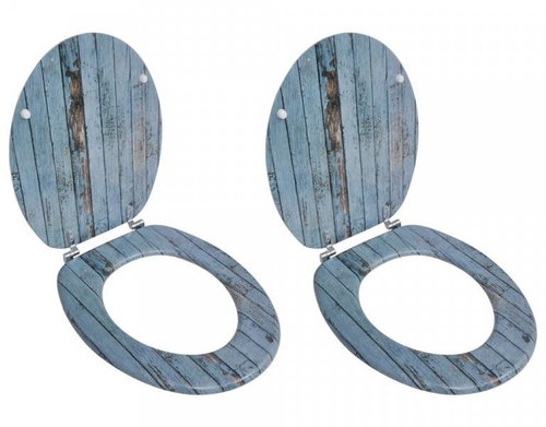 Toilet seats with lids 2 pcs MDF old wood 275913 - Toilet Seat - Main image
