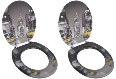 Toilet seats with lids 2 pcs MDF New York 275915 - Toilet Seat - Main image